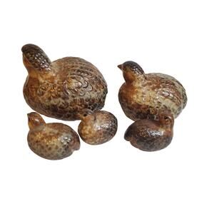 Quail Family - Japanese Porcelain Figurine